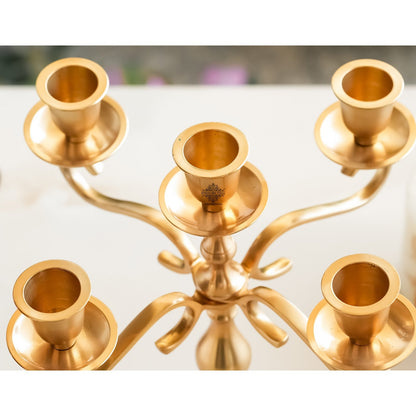 Pure Brass 5-Candle Arms Candelabra Centerpiece Candle Stand