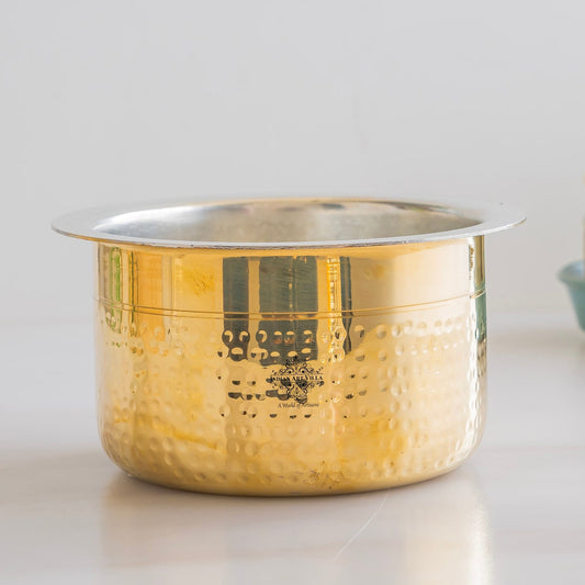Pure Brass Hammered Design Bhagona  with inside Tin Lining