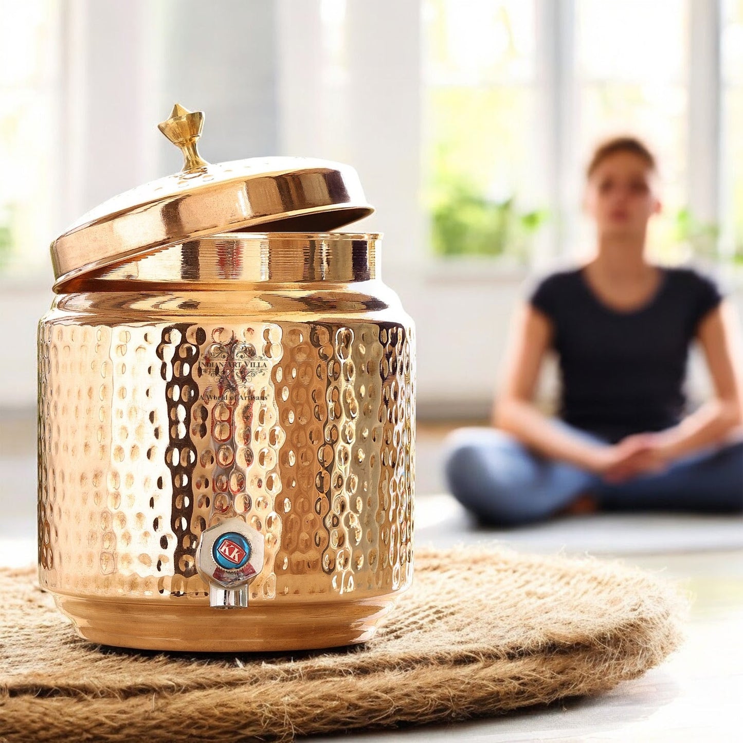 Pure Copper With Hammered Design Water Pot