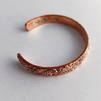 Pure Copper Flower Design Bangle with Inbuilt Magnet