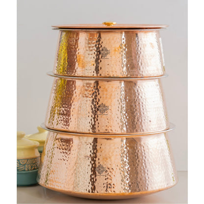 Indian Art Villa, Handcrafted Pure Copper Handi with Lid & Tin Lining – Traditional Hammered Design Handi for Cook Rice, Curries, and Dishes