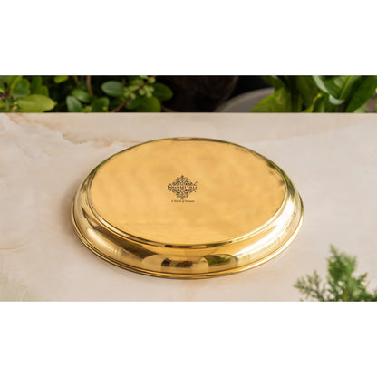Brass Embossed Thali/Plate – Decorative Floral Design Plate for Pooja, Festivals, Gifting & Home Décor