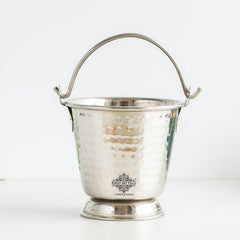 Stainless Steel Hammered Bucket, Small Serving Bucket for Curry, Daal, Gravies, and Condiments, Elegant Tableware for Home & Restaurant Use