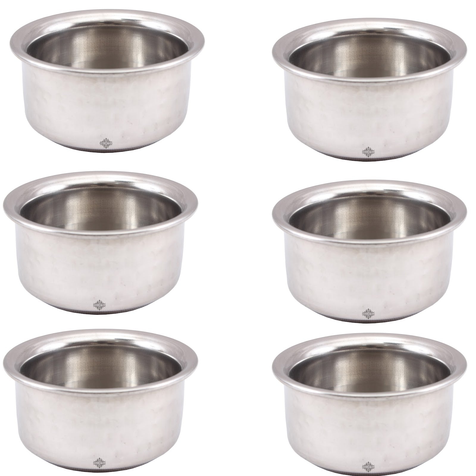 Pure Steel Hammered Design Round Beeded Bowl Katori