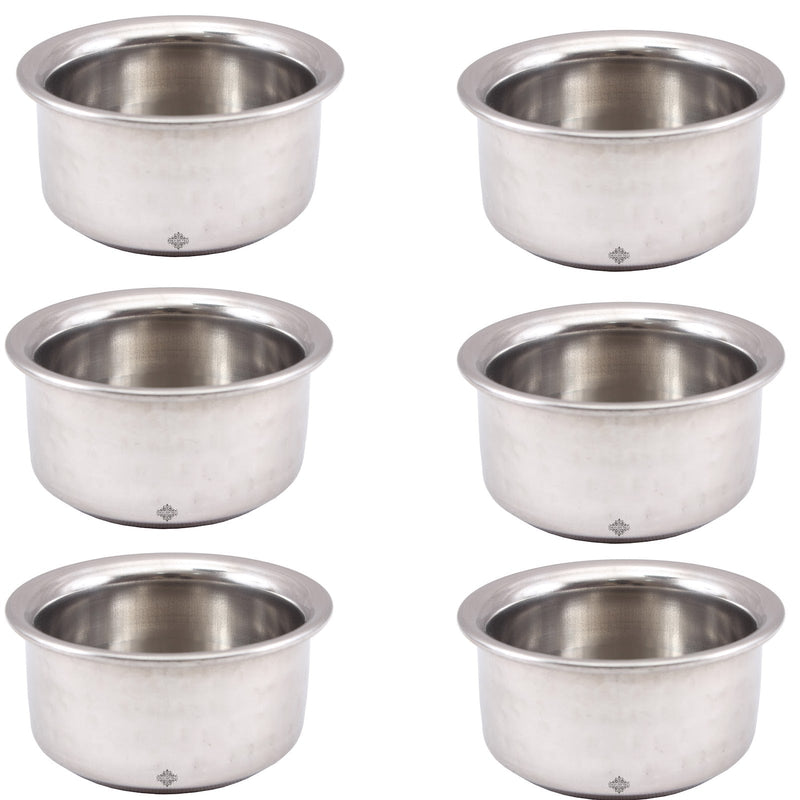 Pure Steel Hammered Design Round Beeded Bowl Katori