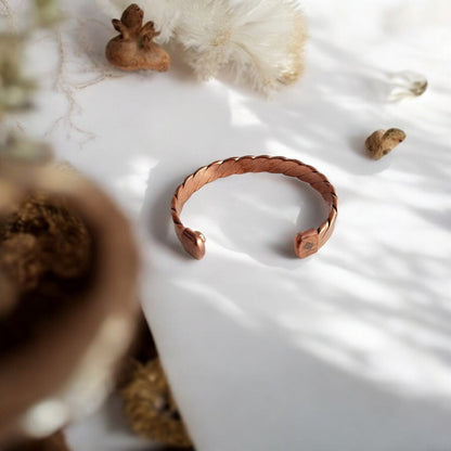 Pure Copper Flat Spiral Bangle with Magnet Handcrafted Bangle