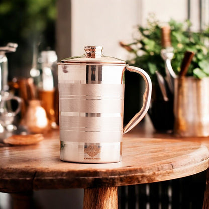 Pure Copper Luxury Design Jug with Lid and Handle – 1700 ML