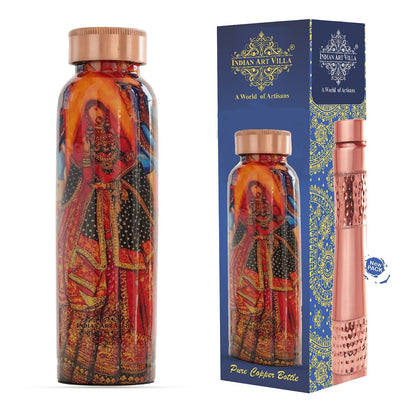 Tamba Bottle with Rajasthani Meena 'Padharo Mhare Desh' Design – 900 ML