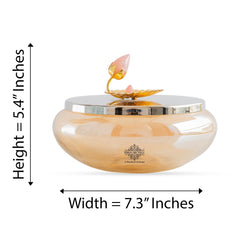Silver Plated Decorative Bowl with Lotus Bird Flower Design – Elegant Bowl for Table Décor, Serving Snacks, Dry Fruits