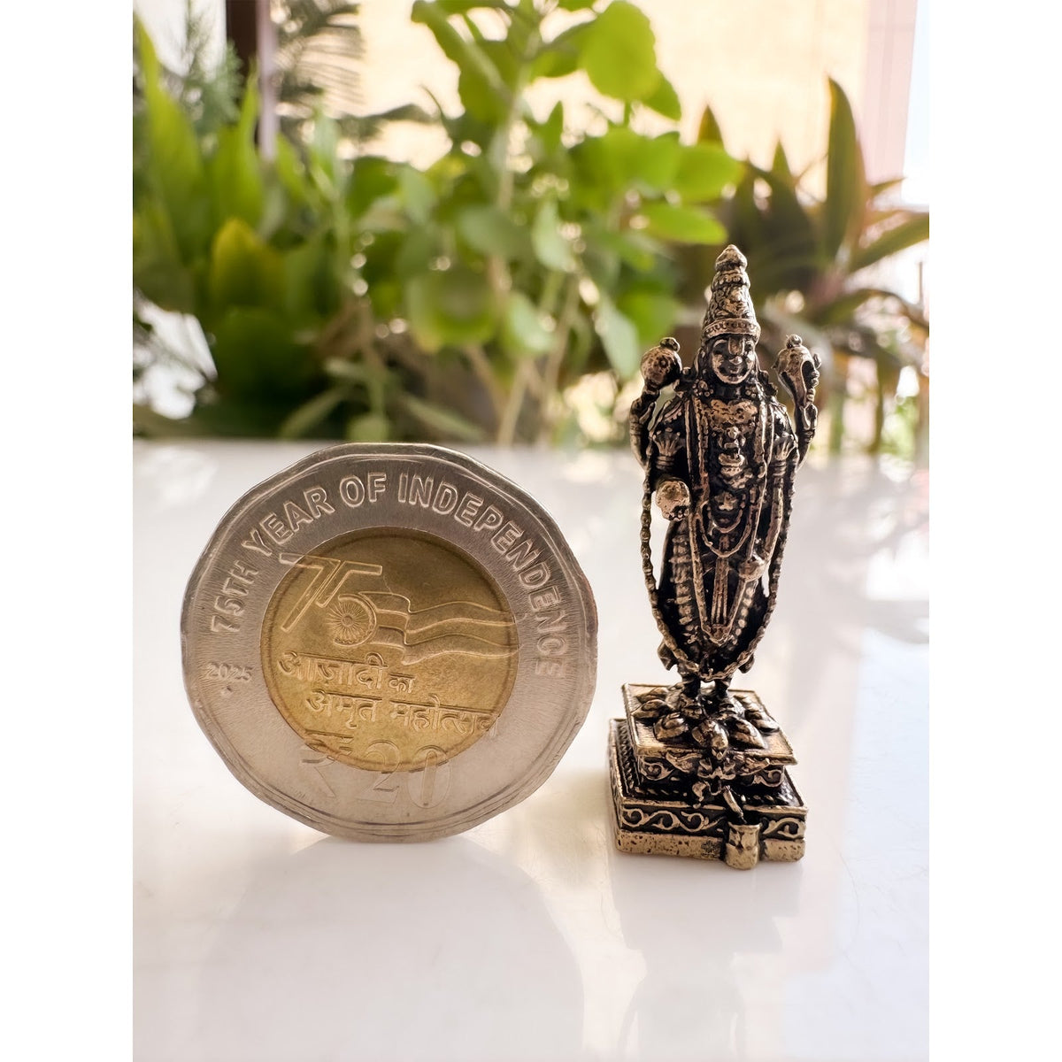 Pure Brass Miniature Tirupati Balaji Standing Murti - 4.39 cm
