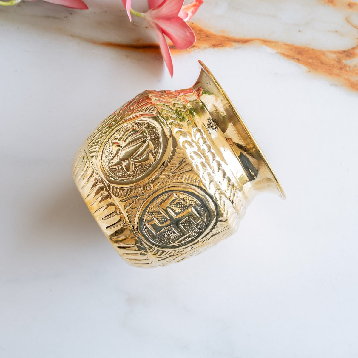 Pure Brass Lota with Swastik & Om Design for Pooja - 1000 ML