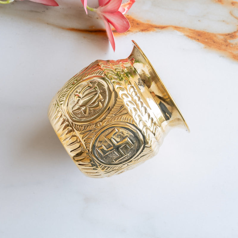 Pure Brass Lota with Swastik & Om Design for Pooja - 1000 ML