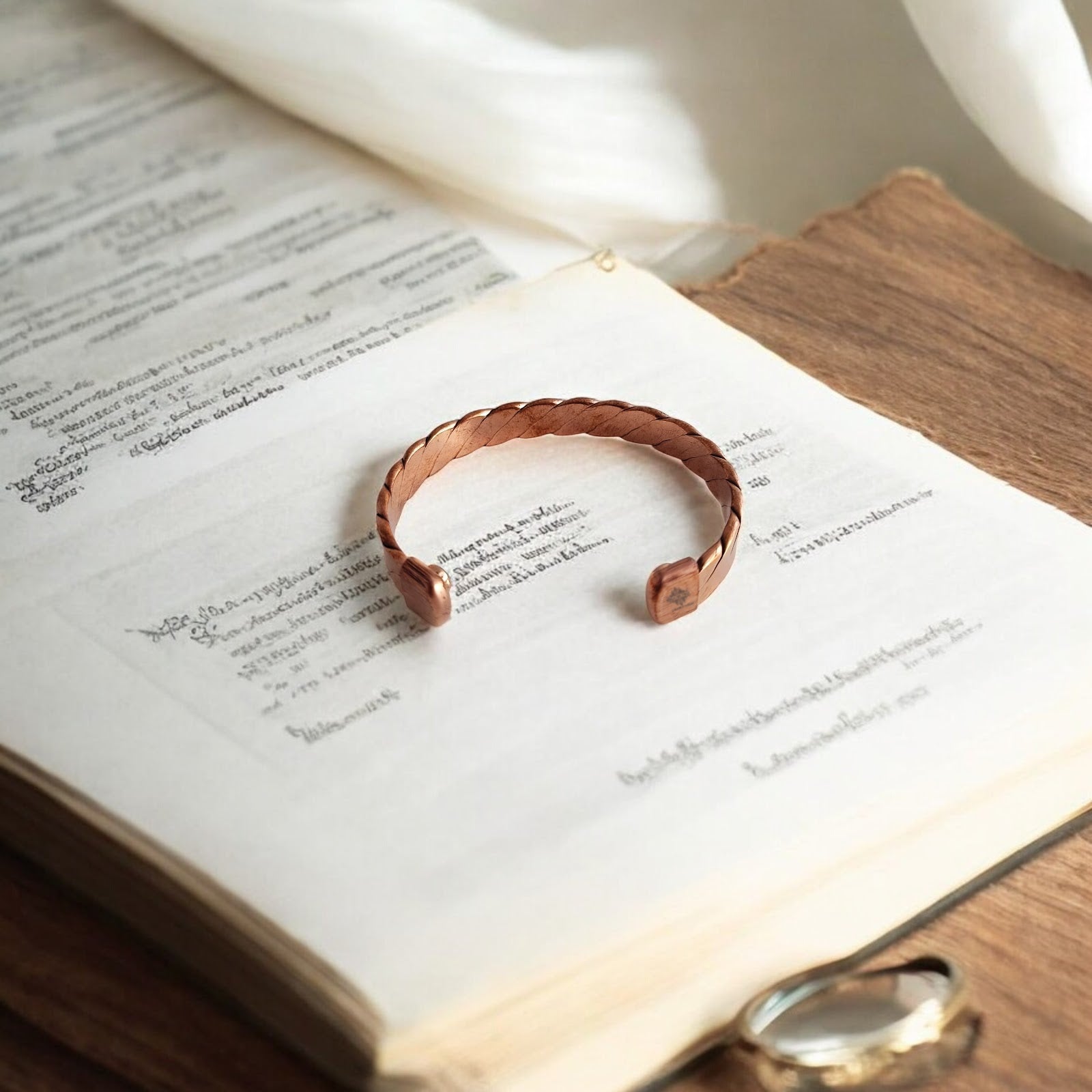 Pure Copper Flat Spiral Bangle with Magnet Handcrafted Bangle