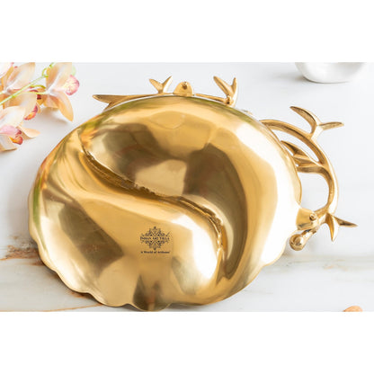 Brass Finish Decorative Serving Platter with Bird Design, Serveware for Home Décor, Gifting, and Special Occasions