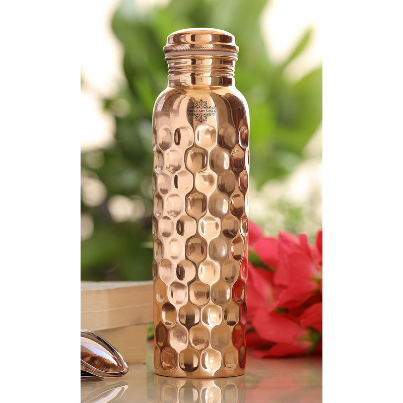 Pure Copper Drinkware Gift Set, Diamond Design, Set of 6 Glass, 1 Bottle and 1 Jug