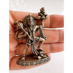 Pure Brass Miniature Hanuman Ji Standing Murti with Parvat