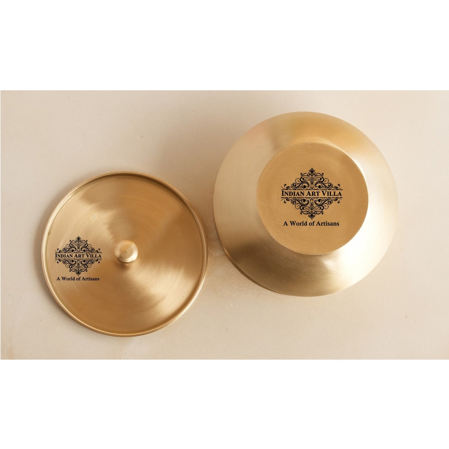Pure Brass Designer Matt Finished Handi with Lid, Tableware, Serveware, 12cm