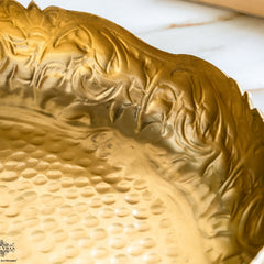 Golden Metal Urli Bowl With Embossed Design