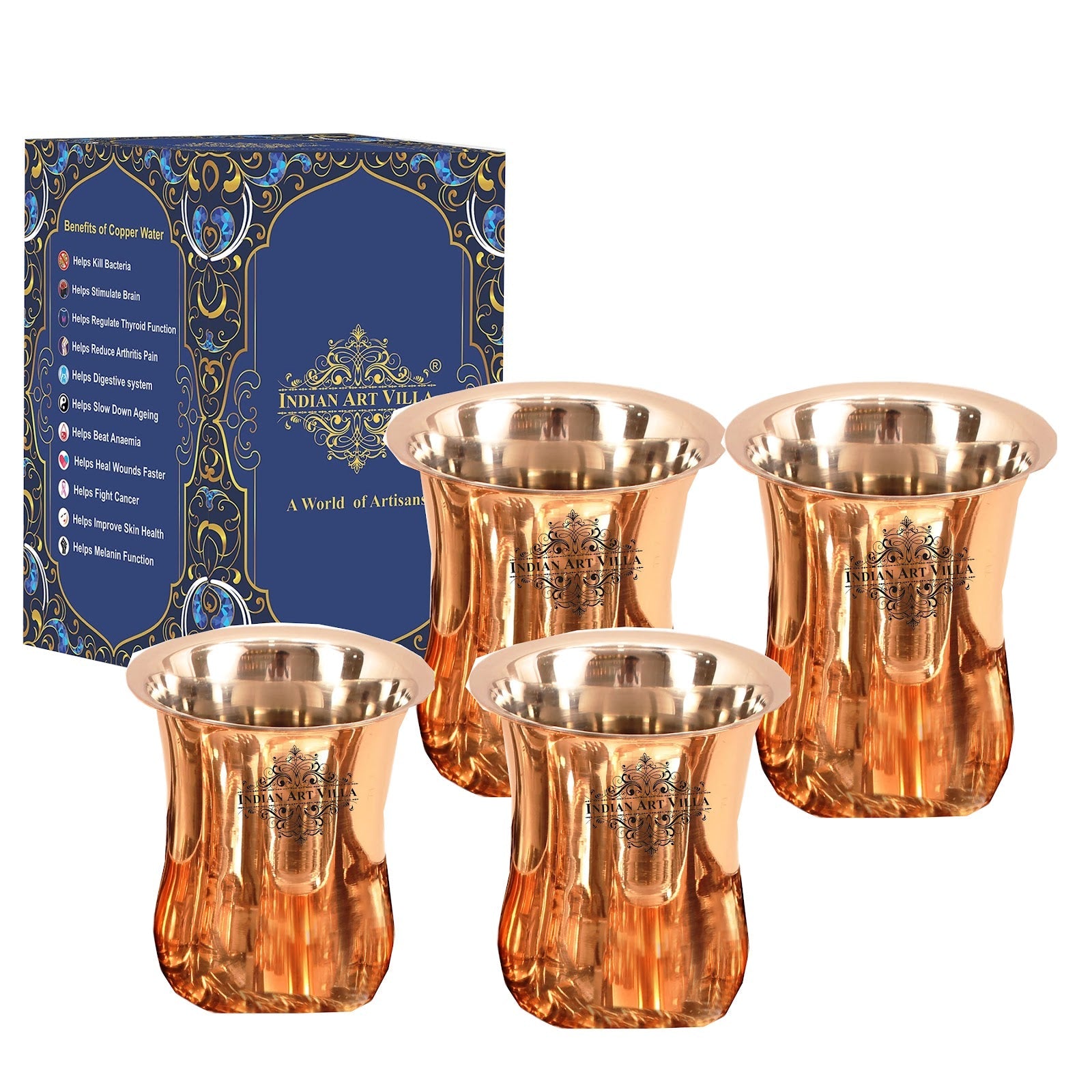 Steel Copper Curved Design Glass | Tumbler, Tableware, 300ml