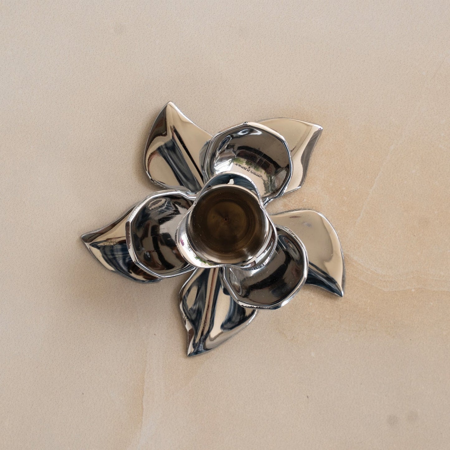 Silver-Plated Lotus Design Candle Stand – Elegant Handcrafted Decor for Festive, Spiritual & Home Ambience – Ideal for Tealight Holding and Table Centerpiece