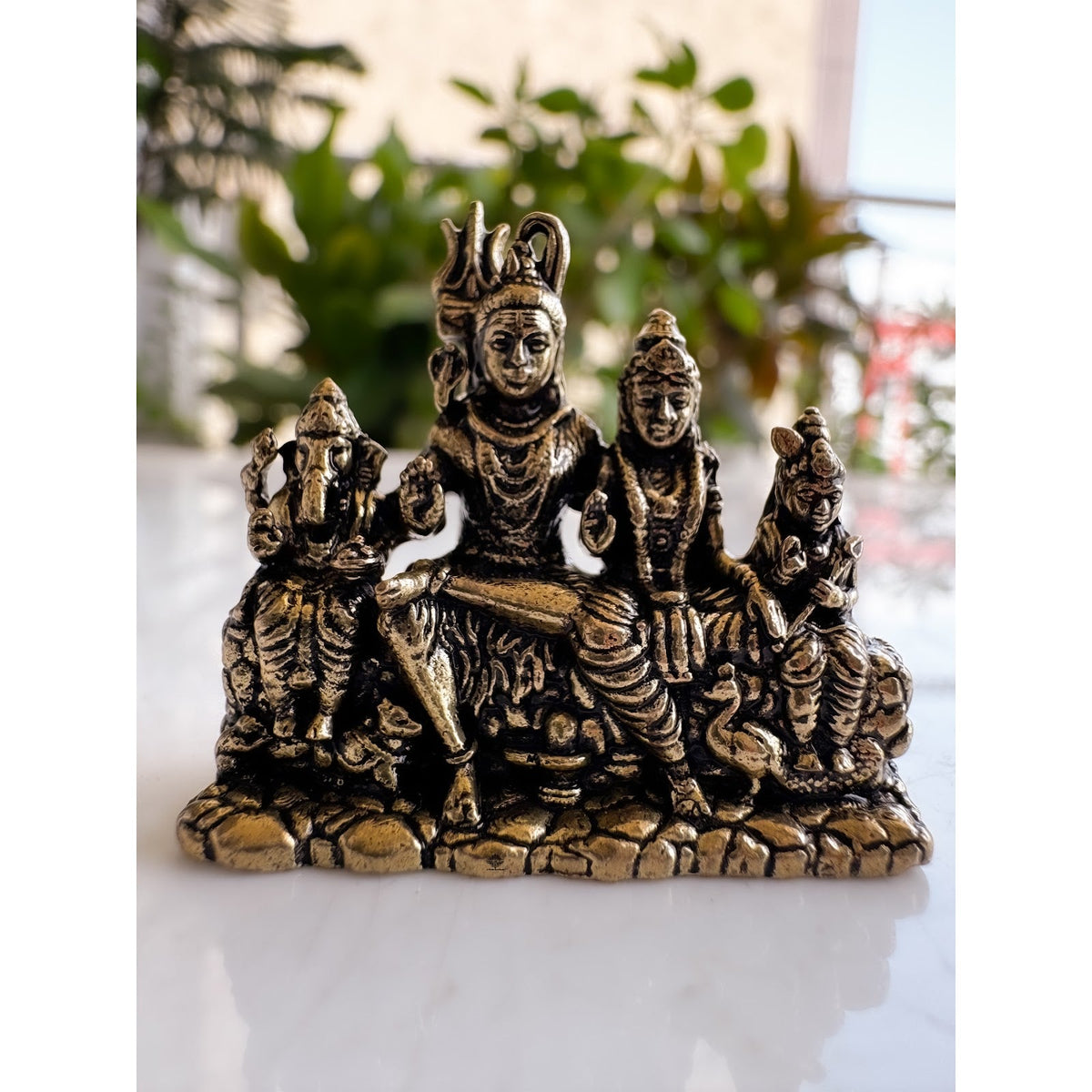 Pure Brass Miniature Shiv Family Murti - 3.30 cm