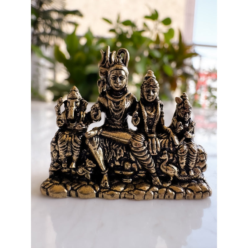 Pure Brass Miniature Shiv Family Murti - 3.30 cm