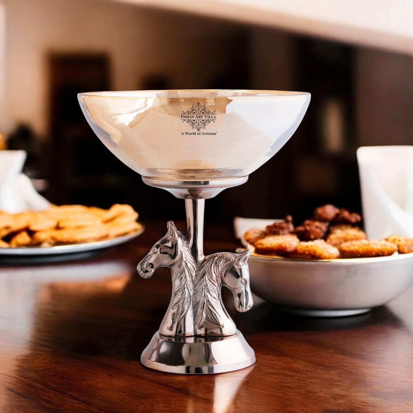 Antique Decorative Bowl with Horse Design Pedestal, Fruit Bowl, Snack Server, Centerpiece Dish, Home & Table Decor