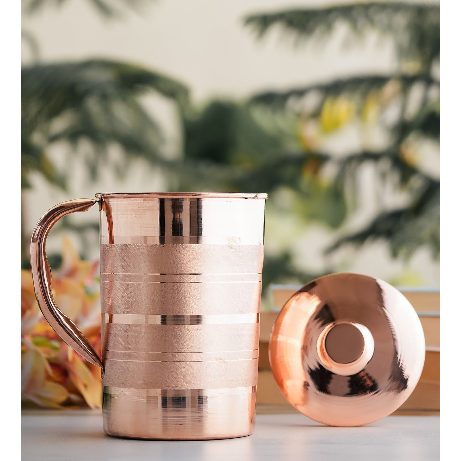 Pure Copper Luxury Design Jug with Lid and Handle – 1700 ML