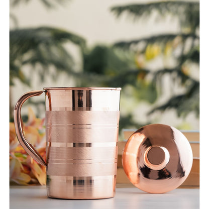 Pure Copper Luxury Design Jug with Lid and Handle – 1700 ML