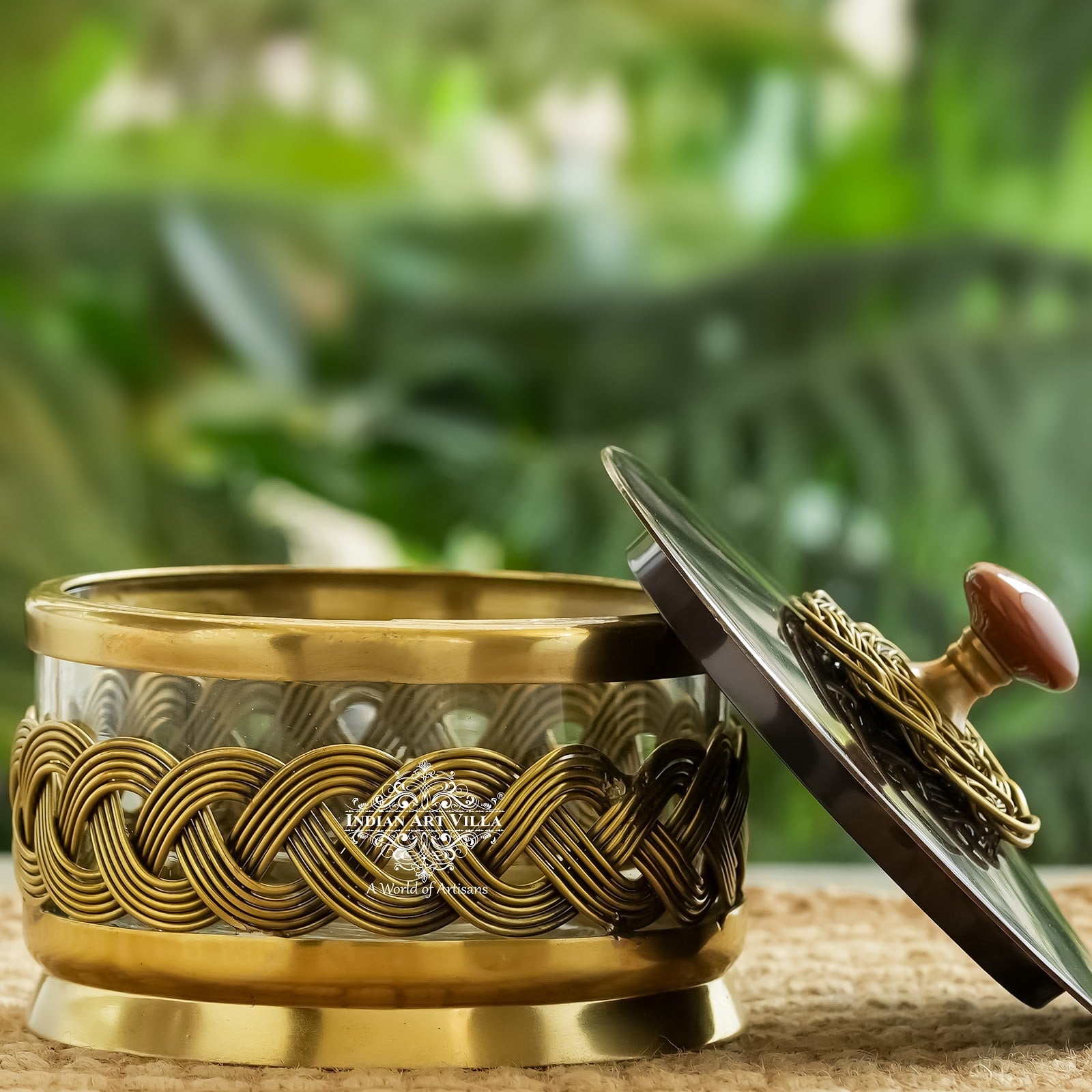 Brass Decorative Dry Fruit Bowl with Lid