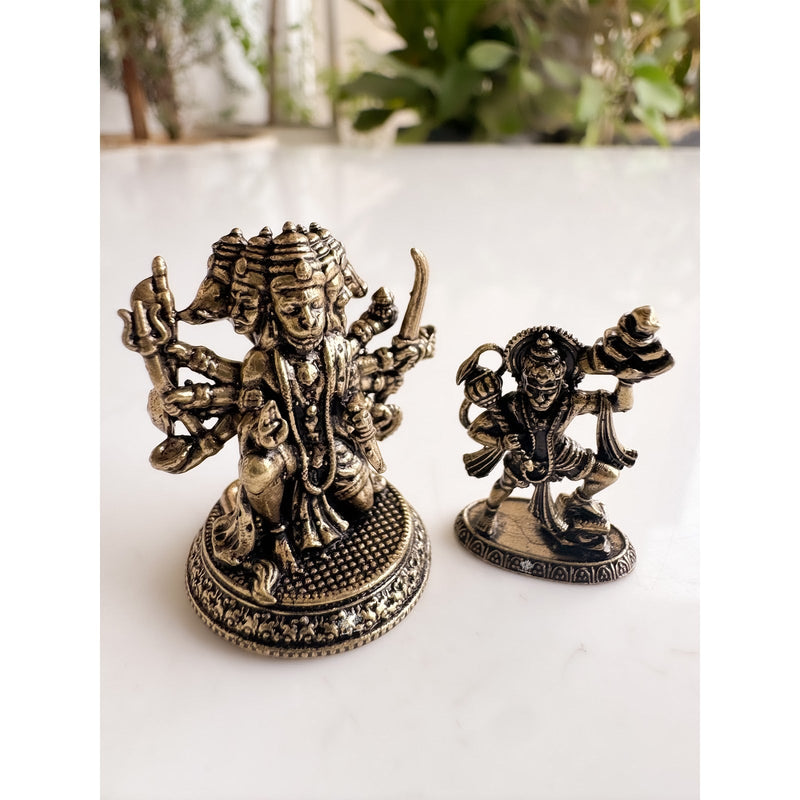 Pure Brass Miniature Panchmukhi Hanuman Bhakt Set