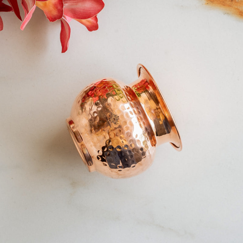 Pure Copper Hammered Lota for Pooja & Traditional Use - 430 ML