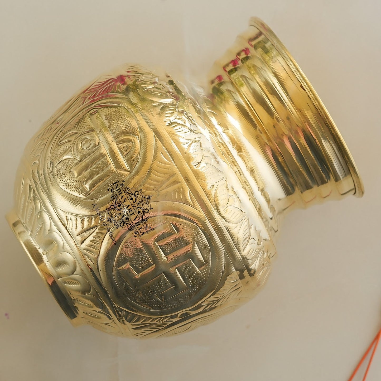 Pure Brass Embossed Design Mangal Kalash