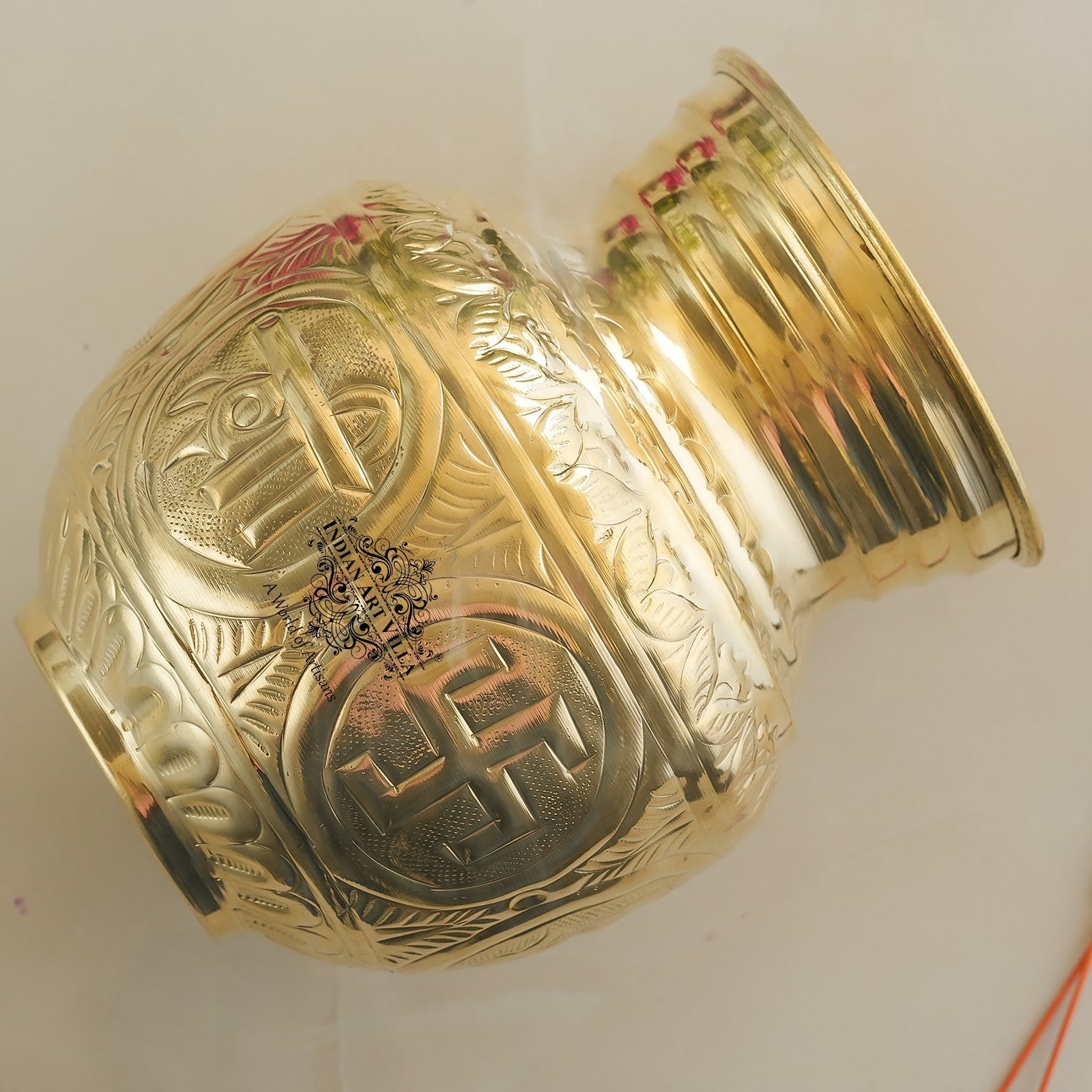 Pure Brass Embossed Design Mangal Kalash