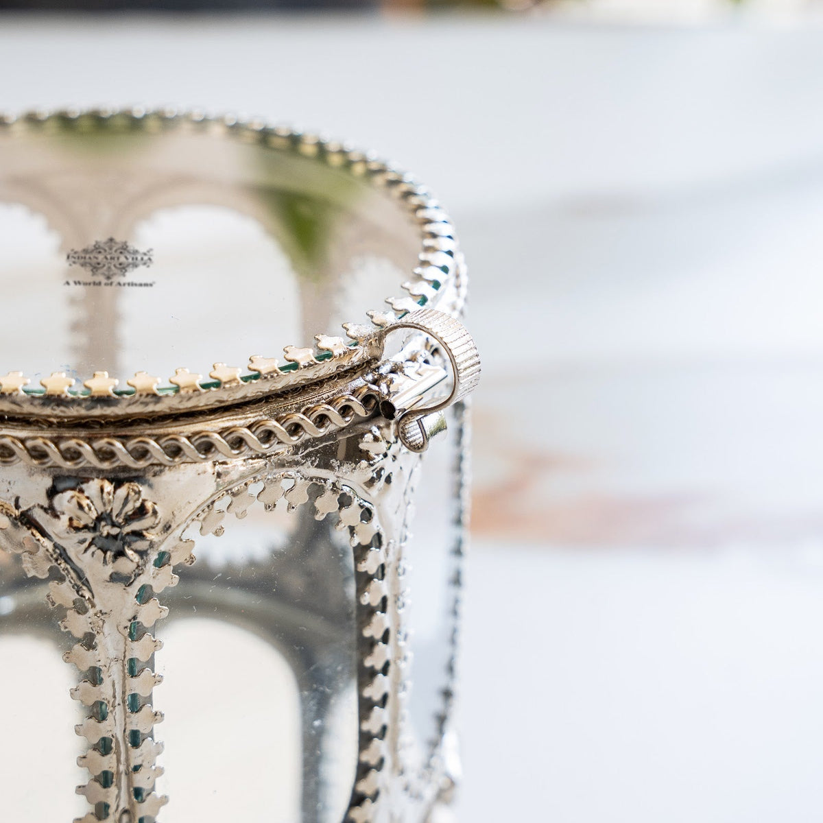 Brass & Glass Decorative Box with Embossed Detail