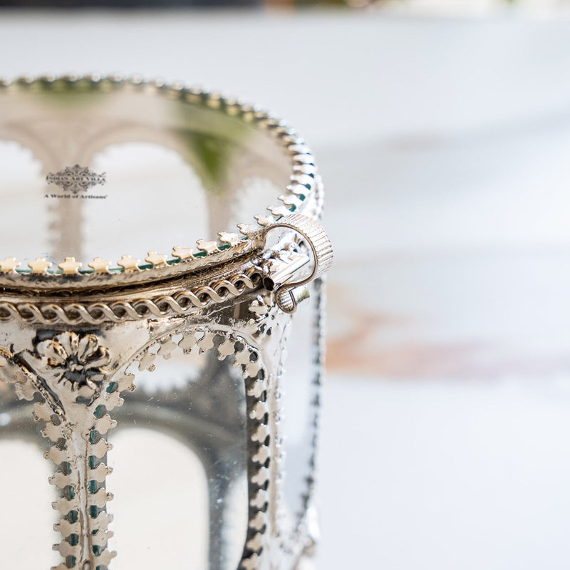 Brass & Glass Decorative Box with Embossed Detail