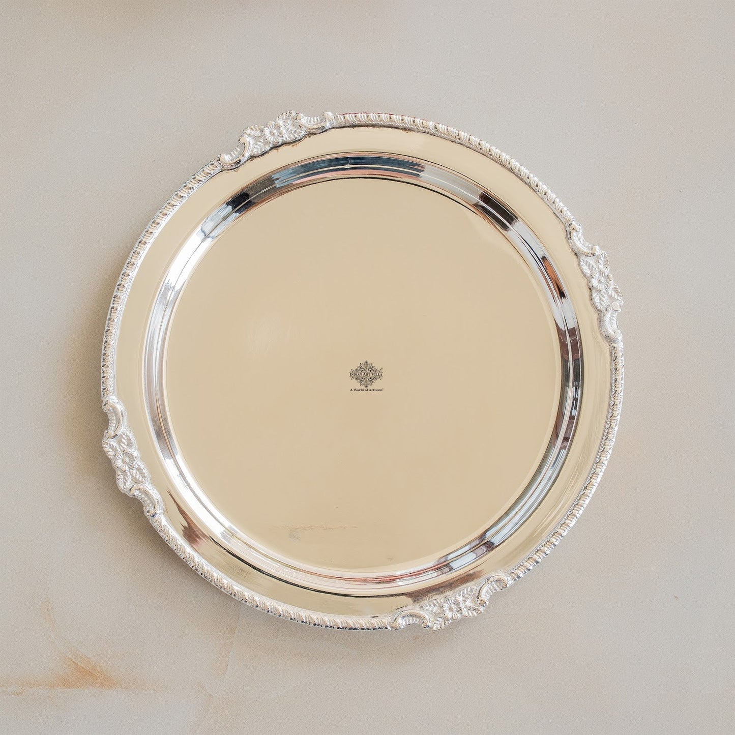 Silver Plated Plate with Plain Shine Quarter-8.5" Width