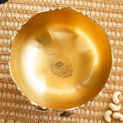 Brass Decorative Bowl With Handcrafted Floral Design