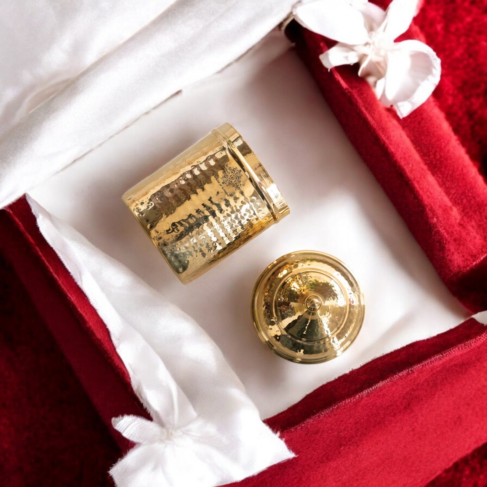 Brass Hammered Storage Container with Lid – 500 ML, Gold Finish Traditional Brass Jar, Dry Fruit, Sugar Storage Jar & Decorative Brass Box for Kitchen, Dining & Gifting