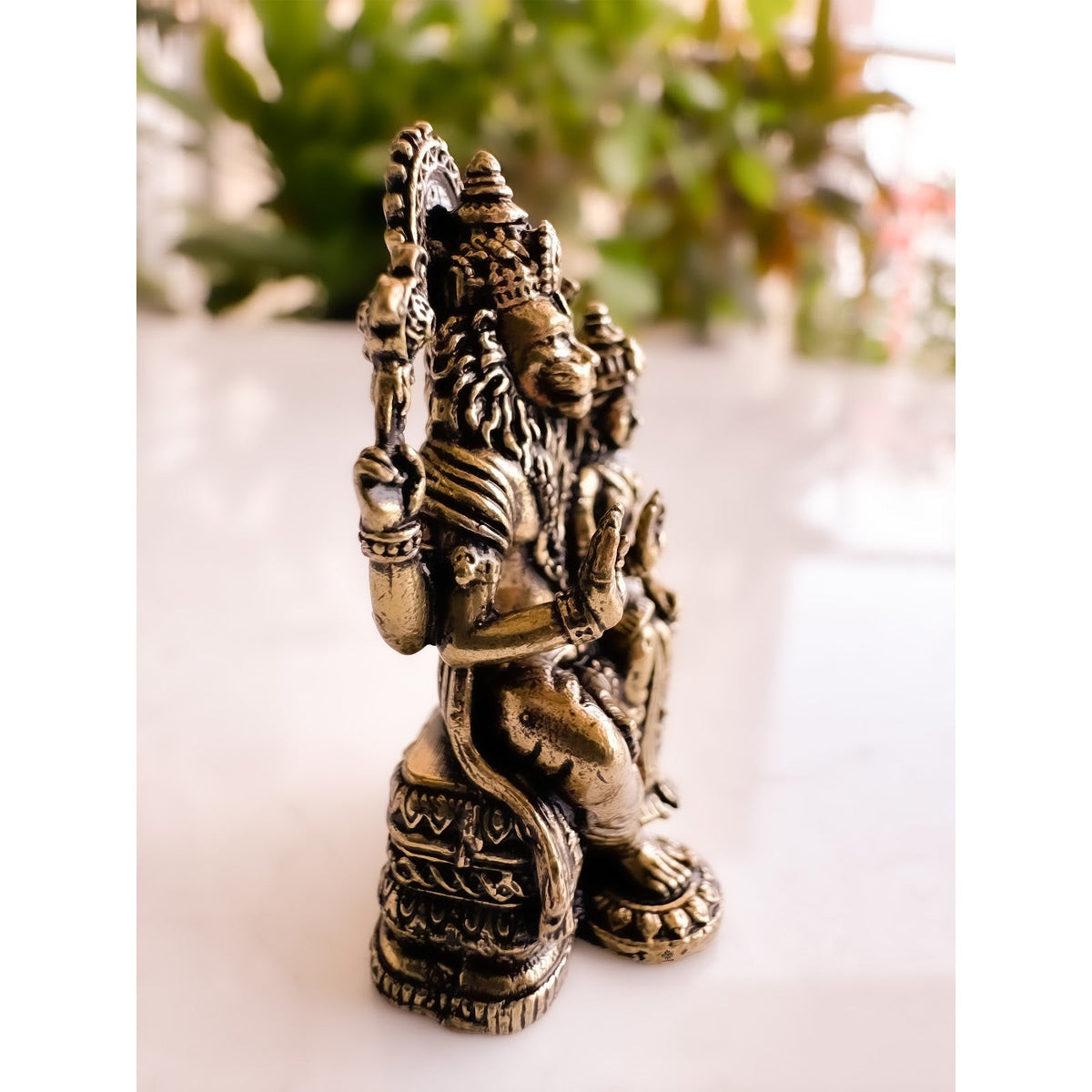 Pure Brass Miniature Lakshmi Narasimha Ji Murti - 3.55 cm