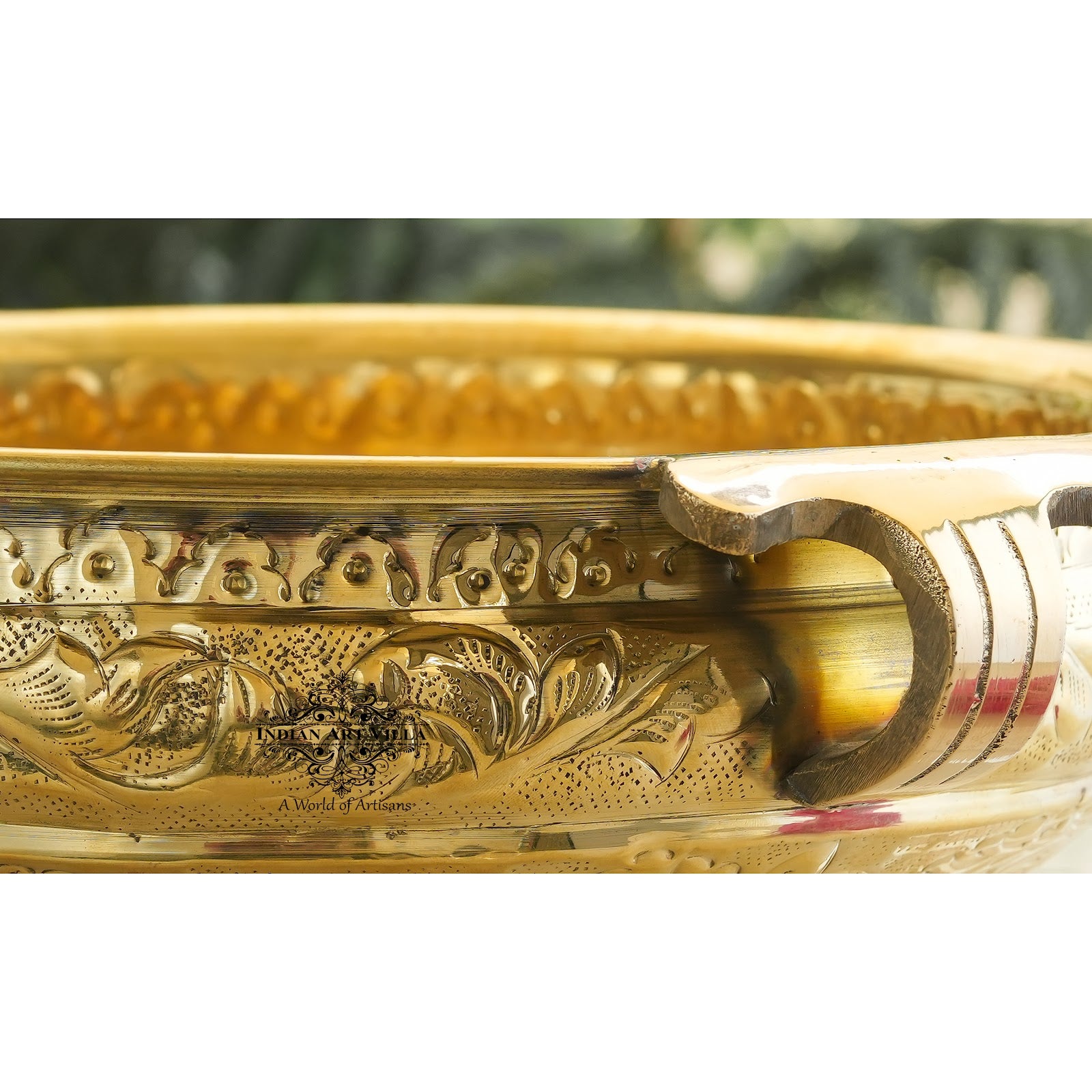 Pure Brass Embossed Design Urli  5Ltr.