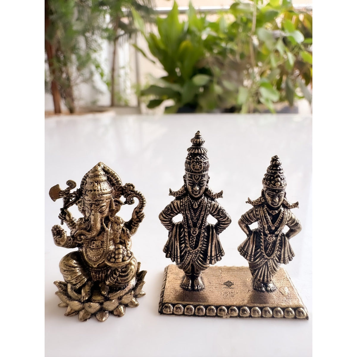 Pure Brass Miniature Vitthal Rukmini Devotional Murti Pair