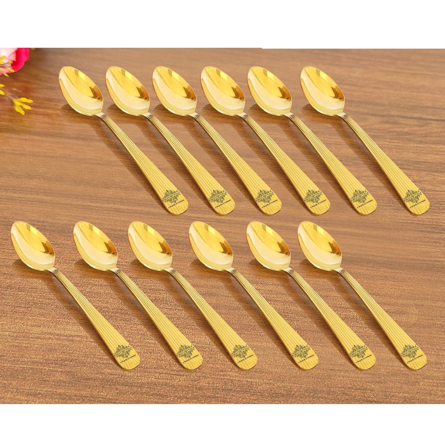 Brass Lining Spoon Tableware Serveware Home Hotel Restaurant Silver