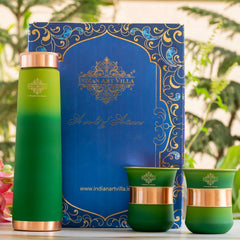 Pure Copper Bottle Pyramid  Shape With 1 Bottle &  2 Glass Set