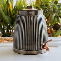 Copper Antique Finish Barrel Design Water Pot 7000 ML with Tap & Lid