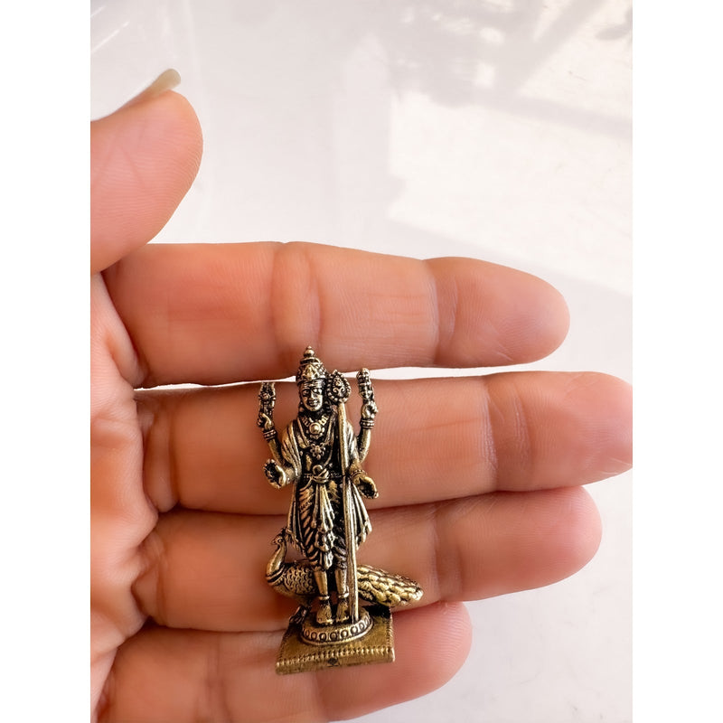 Pure Brass Miniature Murgan ji murti - 3.56cm