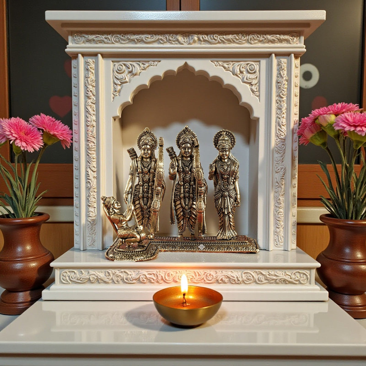 Brass Ram Darbar Idol for Home Temple Decor & Pooja Room