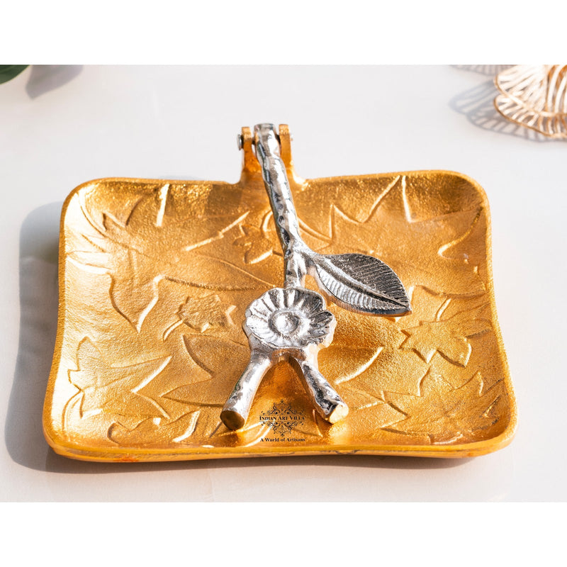 Brass Embossed Flower Design Napkin Holder