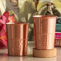 Pure Copper Lacquer Coated Plain & Hammered Design Glass 275 ML