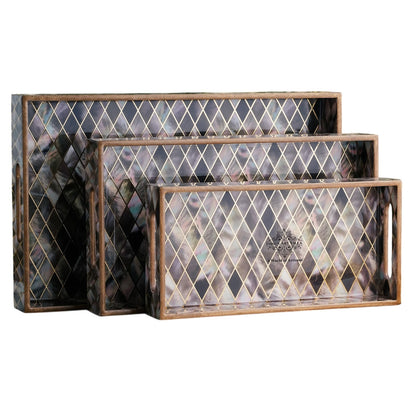 Wooden Tray Set of 3  Handcrafted Multipurpose Decorative Serving Platters